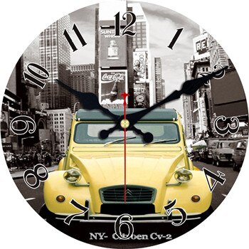 Retro nástěnné hodiny motiv Paříž auto