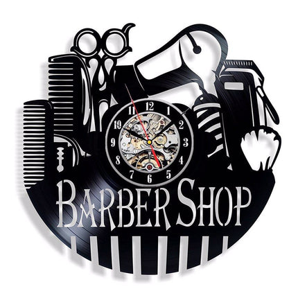 Vinylové hodiny pro holiče Barber Shop