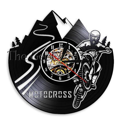 Nástěnné hodiny motiv motokros vinylová deska