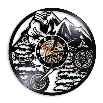 Nástěnné hodiny motiv motokros vinylová deska