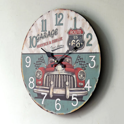 Retro hodiny do garáže Route 66
