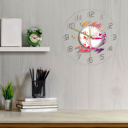 Designové nástěnné hodiny s kávou