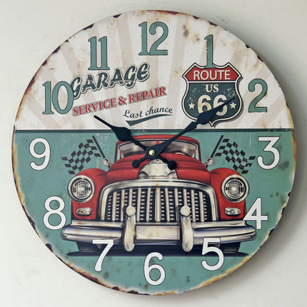 Retro hodiny do garáže Route 66