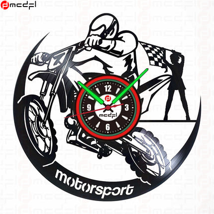 Nástěnné hodiny motokros červené a zelené