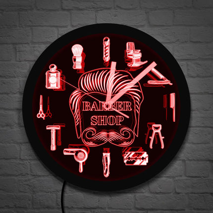 Nástěnné LED hodiny pro holičství
