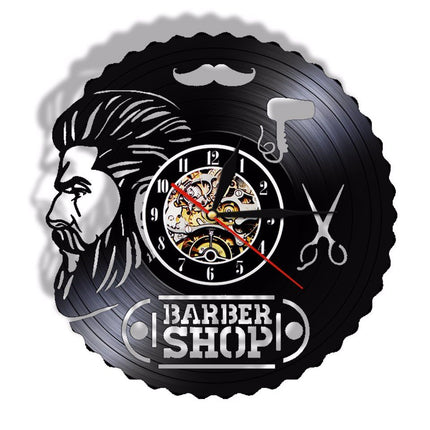 Vinylové hodiny pro holiče Barber Shop