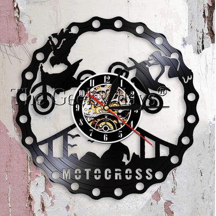 Nástěnné hodiny motiv motokros vinylová deska