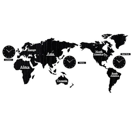 Dřevěné nástěnné hodiny mapa světa