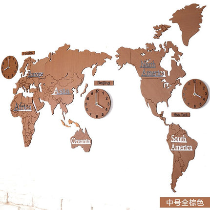 Nástěnná mapa světa s více hodinami