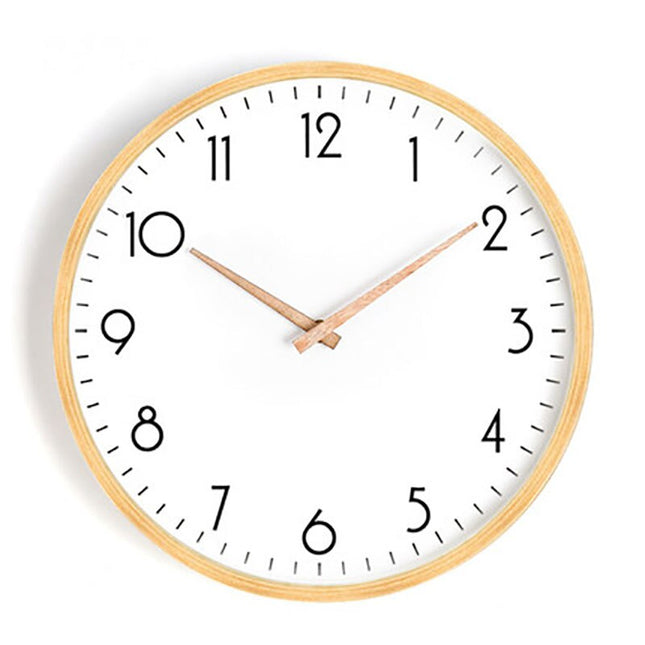 Kulaté skandinávské hodiny s dřevěným rámem