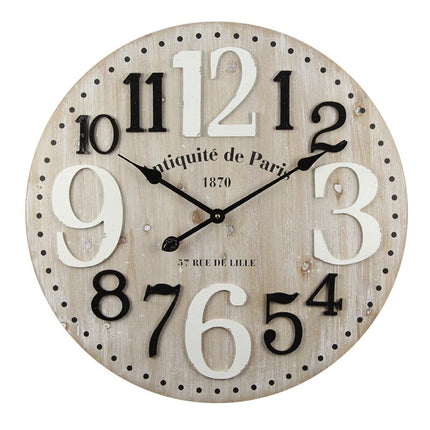 Dřevěné vintage nástěnné hodiny Old Town