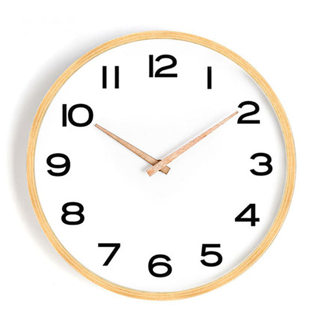 Kulaté skandinávské hodiny s dřevěným rámem