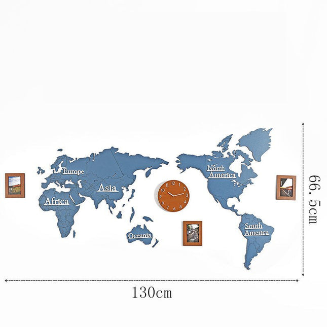 Dřevěné samolepící hodiny mapa světa