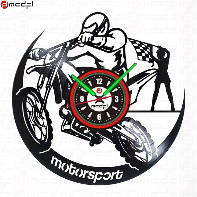Nástěnné hodiny motokros červené a zelené