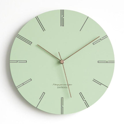 Pastelově zelené hodiny minimalistický design