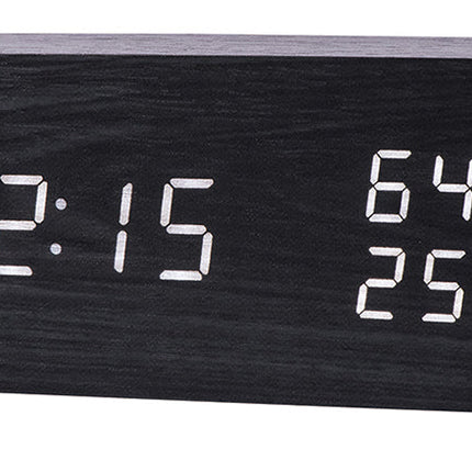 Dřevěné digitální hodiny s teploměrem budík