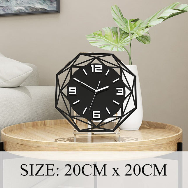 Designové kovové stolní hodiny geometrický tvar