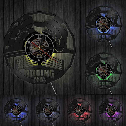 Vinylové hodiny s boxerským motivem