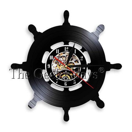 Námořnické hodiny z vinylové desky kotva