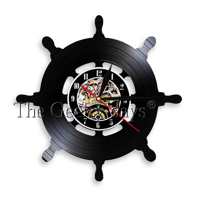 Námořnické hodiny z vinylové desky kotva