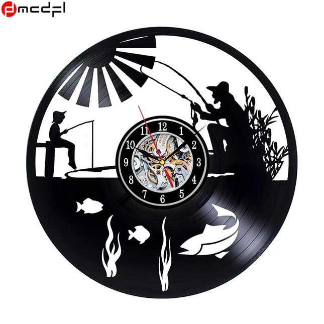 Nástěnné vinylové hodiny pro rybáře