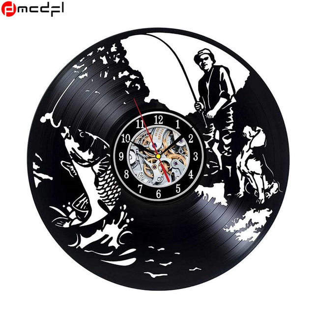 Nástěnné vinylové hodiny pro rybáře