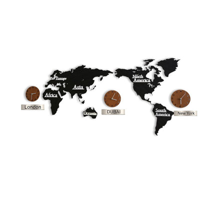 Nástěnná mapa světa s více hodinami