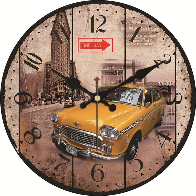 Retro nástěnné hodiny s motivem New York