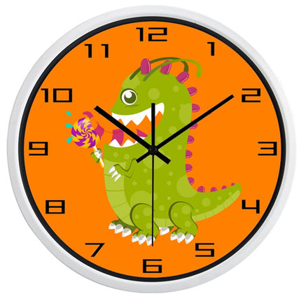 Oranžové dětské hodiny s dinosaurem