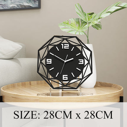 Designové kovové stolní hodiny geometrický tvar