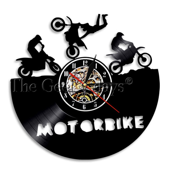 Nástěnné hodiny motiv motokros vinylová deska