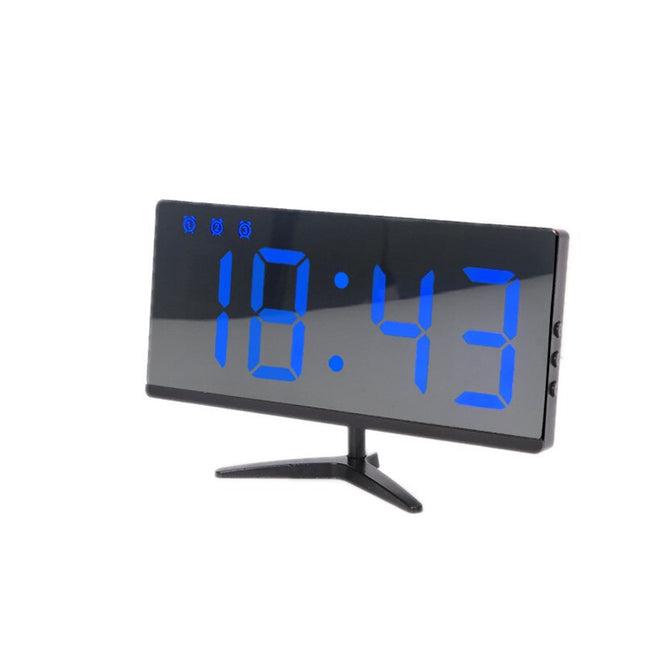Digitální zrcadlový budík s modrým LED