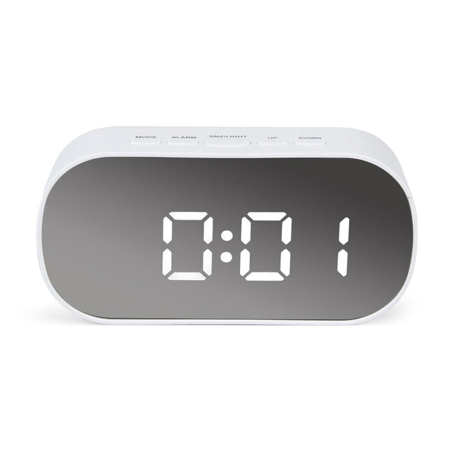 Digitální stolní budík se zrcadlovým displejem
