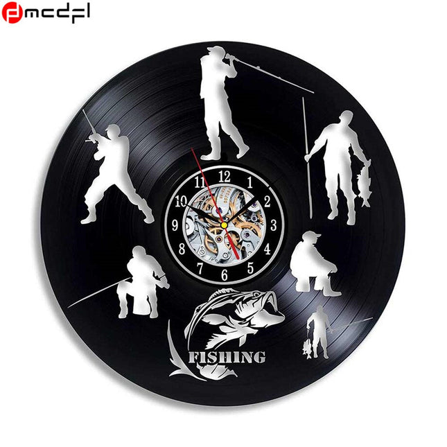 Nástěnné vinylové hodiny pro rybáře