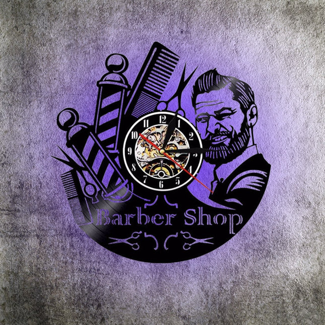 Vinylové hodiny pro holiče Barber Shop