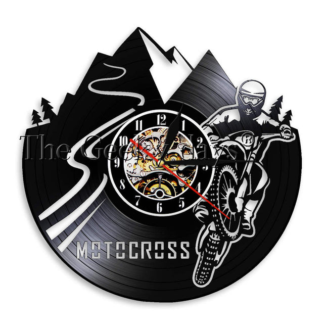 Nástěnné hodiny motiv motokros vinylová deska