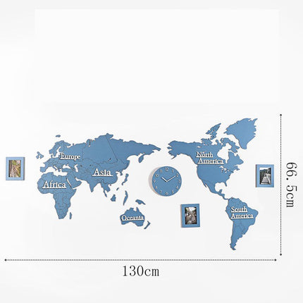 Dřevěné samolepící hodiny mapa světa