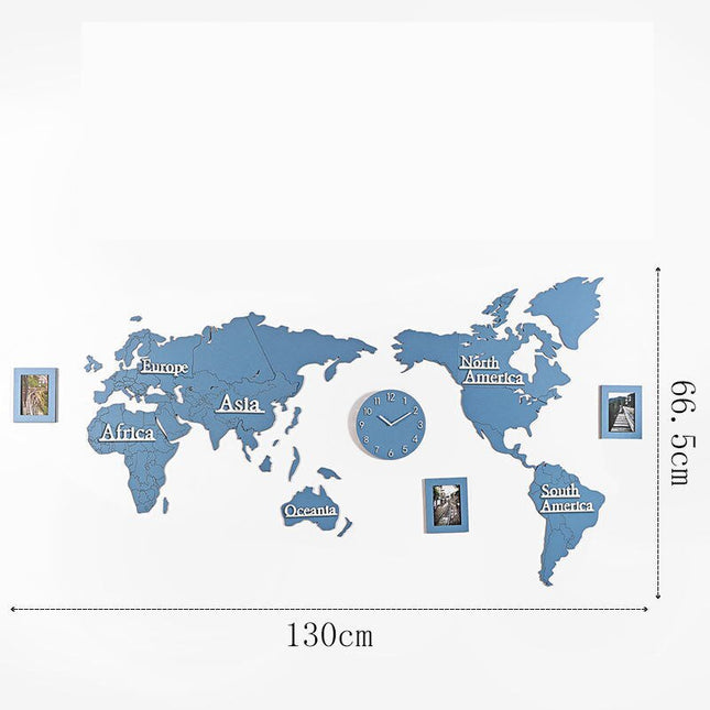 Dřevěné samolepící hodiny mapa světa