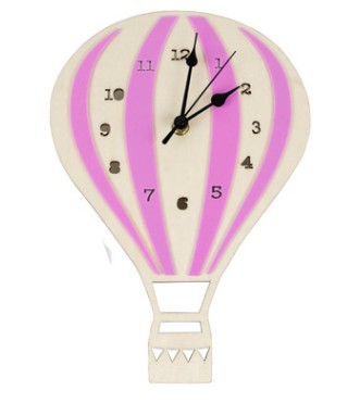 Dřevěné dětské hodiny horkovzdušný balón