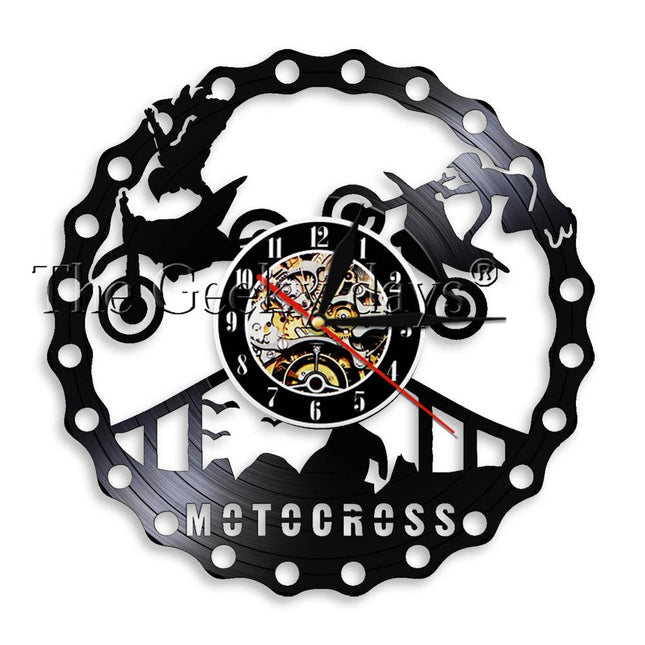 Nástěnné hodiny motiv motokros vinylová deska