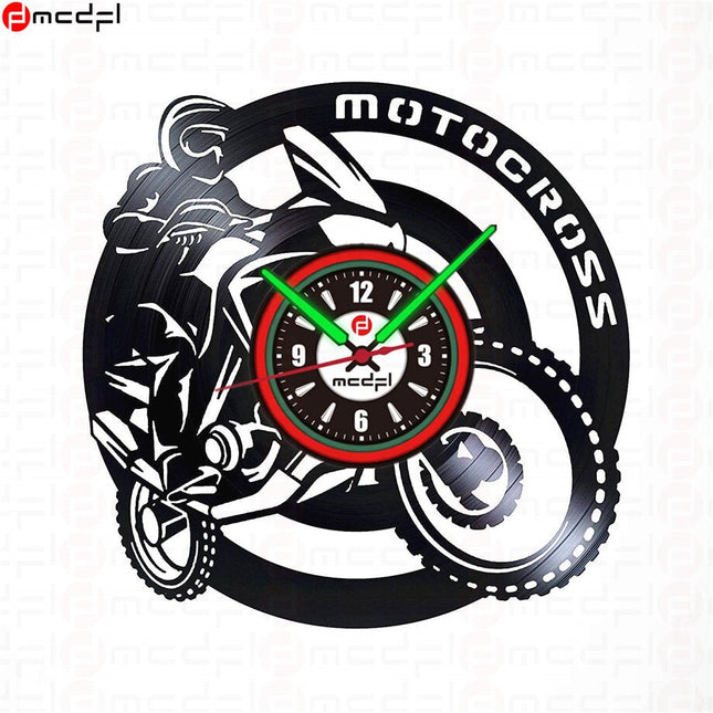 Nástěnné hodiny motokros červené a zelené