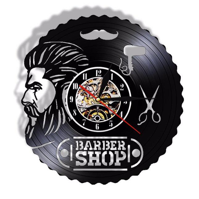 Vinylové hodiny pro holiče Barber Shop