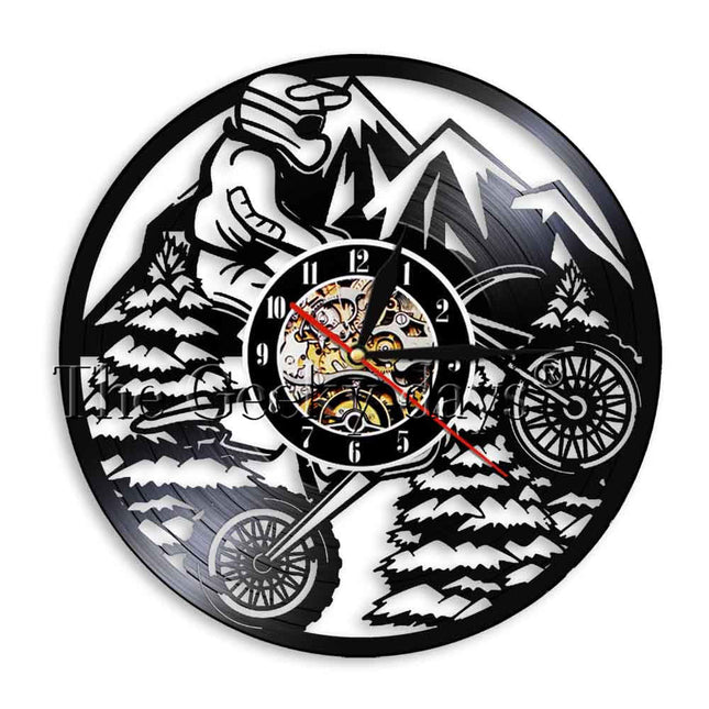 Nástěnné hodiny motiv motokros vinylová deska