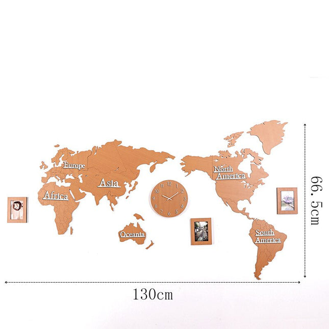 Dřevěné samolepící hodiny mapa světa