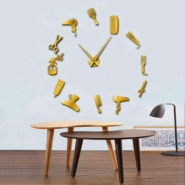 Nalepovací hodiny pro kadeřnický salon