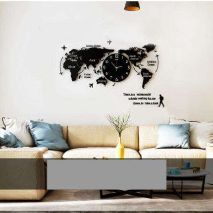 Velké 3D nástěnné hodiny mapa světa