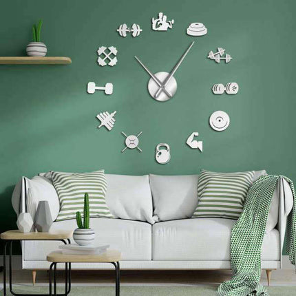 3D hodiny na zeď do posilovny