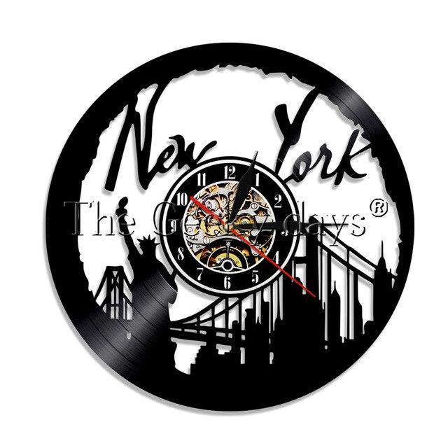 Vinylové hodiny na zeď motiv New York