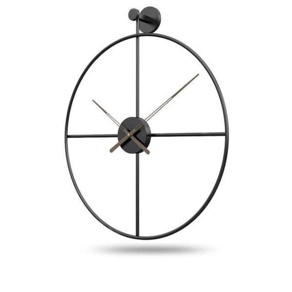 Černé minimalistické kovové nástěnné hodiny