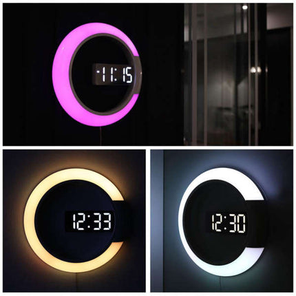 Moderní kulaté digitální hodiny do obýváku